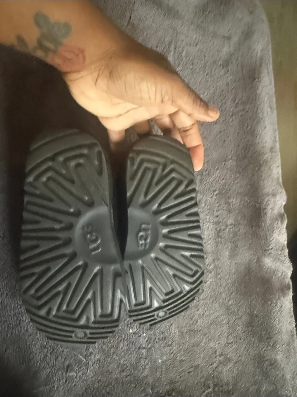 UGG Black Kids Slip-On Slippers with Decorative Trim